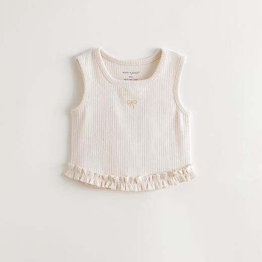 马克珍妮女童花边蝴蝶结软弹小背心宝宝上衣2025年夏装新款550761 商品图4