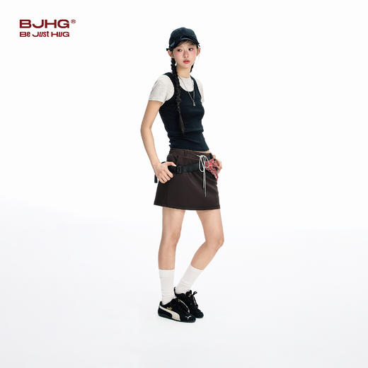 BJHG不计后果 弹力短裙女款夏季2025新款美式烫钻工艺防走光A字裙 商品图1