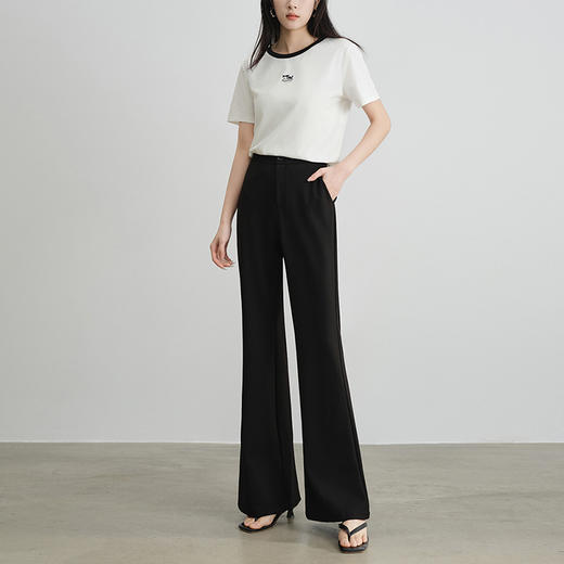 熙世界黑色显瘦喇叭裤女夏季2025新款通勤百搭微喇休闲裤西装裤子 商品图4