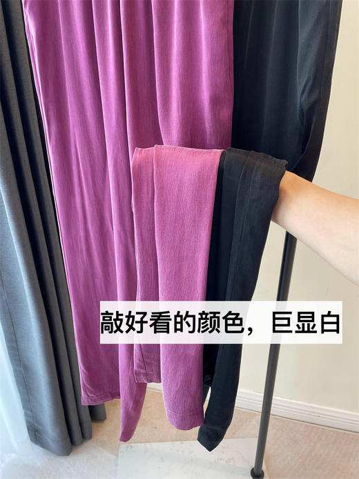 炎夏好穿轻柔垂水洗铜氨丝直筒直流松紧腰长裤 商品图7