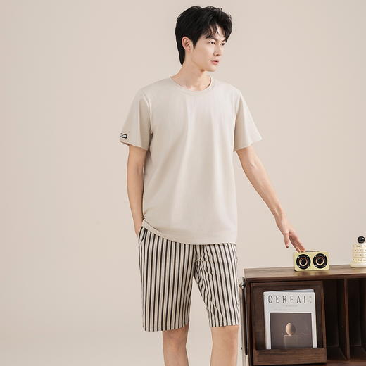 自然醒染夏家居服男睡衣100纯棉套装短袖短裤大码夏薄款四季通用高级感家居服QH 商品图1