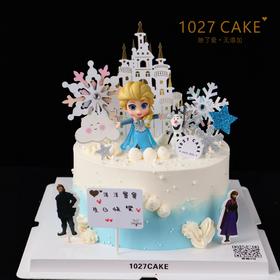 1027CAKE | 冰雪奇缘 爱莎 城堡主题 蓝色系