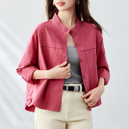 馥迦文艺圆领立领长袖衬衫 商品图12