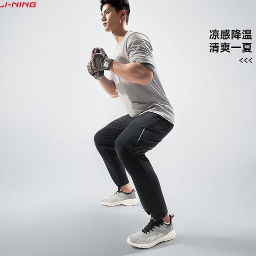 李宁健身系列男子直筒冰感舒适凉爽针织运动裤 黑色AKYU413 商品图4