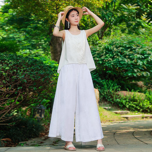 【出游新品】浮生简约阔腿裤  | 松紧腰设计 | 现货加急发 商品图1