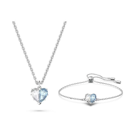 【顺丰速达】Swarovski/施华洛世奇Gema520【情人节限定 】半心贴贴'白蓝渐变色'爱心项链手链套装BF 商品图0