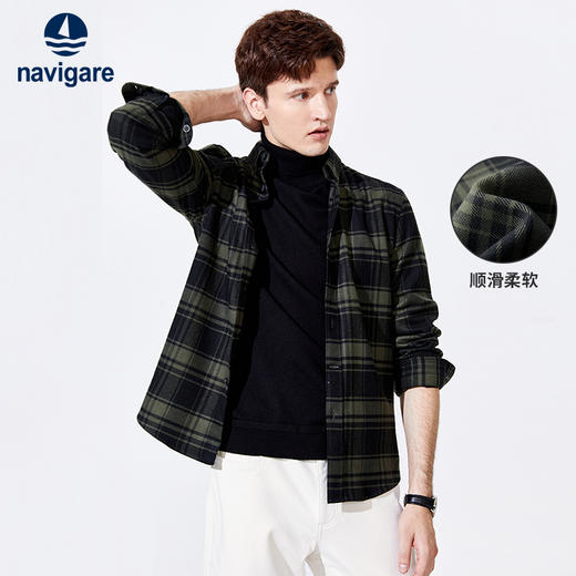 纳维凯尔Navigare意大利小帆船春季格子衬衫男士新款休闲复古格纹长袖衬衣  1333072261 商品图0