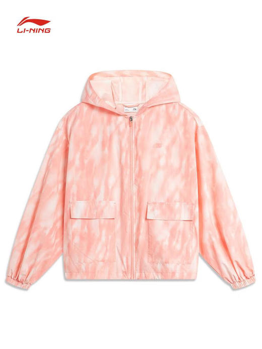 李宁（LI-NING）防晒宽松运动风衣女子晕染满印连帽外套夹克AFDU374 商品图5