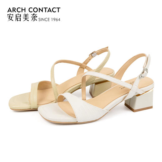 ARCHCONTACT安启美奈优雅法式方头粗跟搭扣凉鞋52828 商品图5