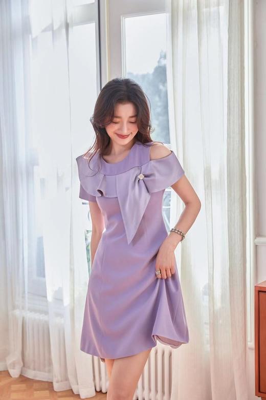 amadella 香芋紫荷叶边领连衣裙 18274 商品图0