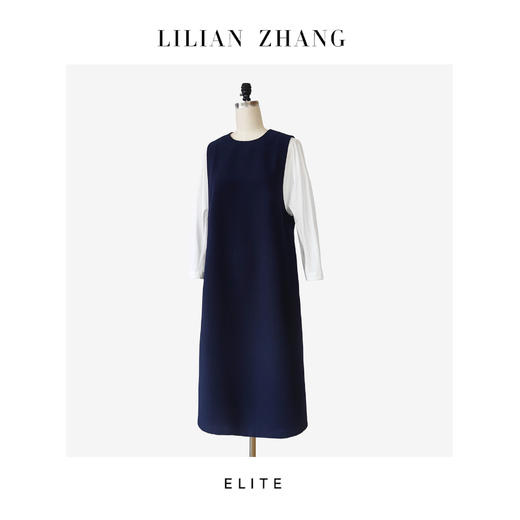 E-定制 ——“日韩风尚”——温婉娴雅——休闲H型拼接连衣裙 2401206 商品图0