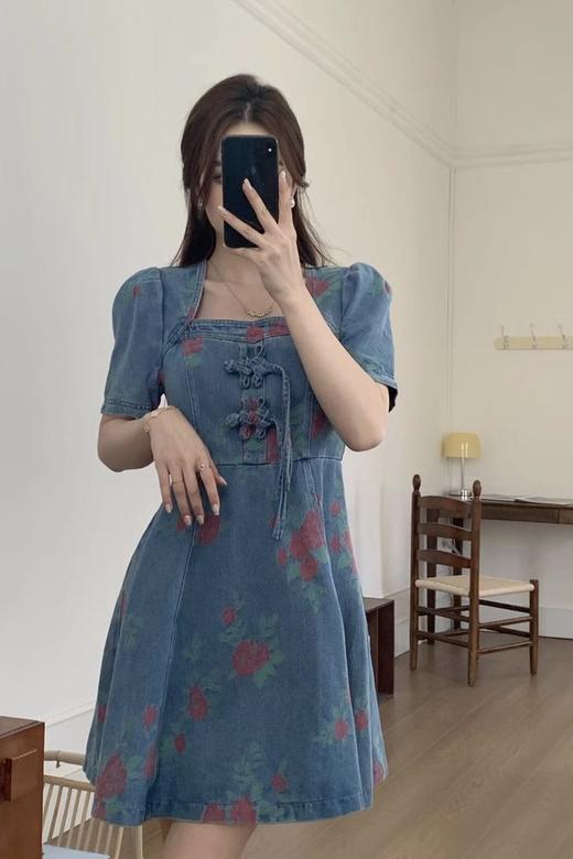 ANSUABEL 甜美个性玫瑰花牛仔连衣裙 18269 商品图2