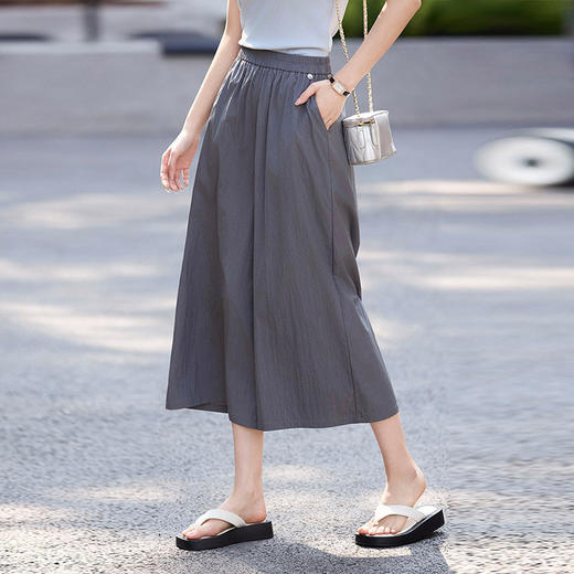 【周末秒杀】熙世界休闲山本裙裤女夏季薄款2025新款宽松小个子八分a字阔腿裤 商品图4