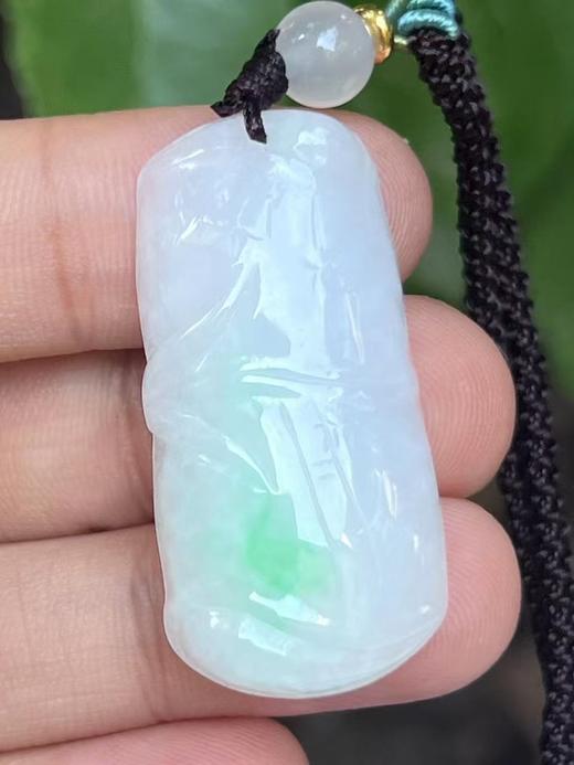 【云意轩翡翠】编号：9402 白底青翡翠竹节  天然翡翠 附证书 商品图0