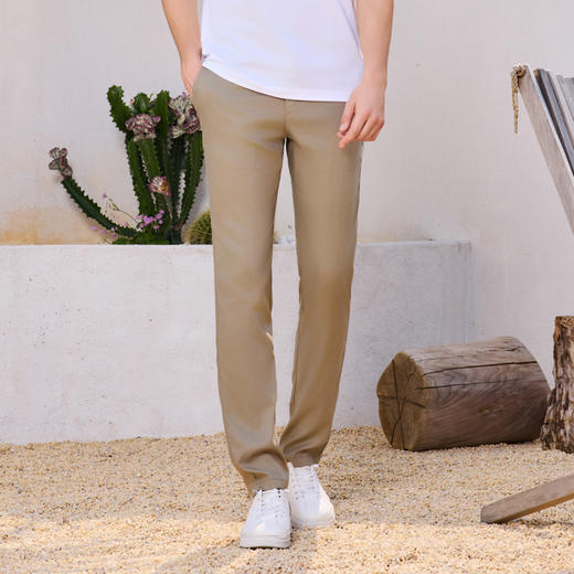 半身缘男裤 夏季舒适休闲透气凉爽垂感自然休闲裤252101M10303689 商品图0