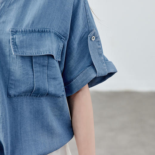 馥迦天丝系带短袖牛仔衬衫 商品图7