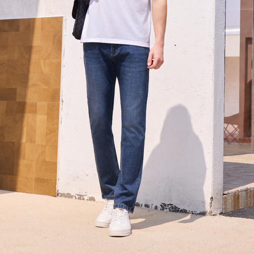 半身缘男裤 夏季舒适修身显高百搭透气耐磨牛仔裤252101M10103727 商品图1