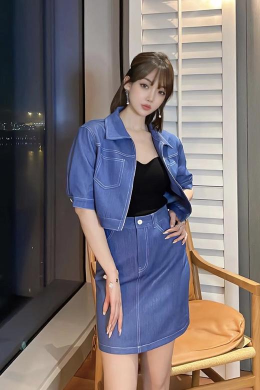 LNNNS 单宁翻领牛仔外套半裙套装 18275 商品图0