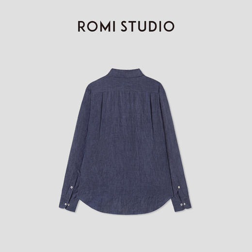 ROMI STUDIO士林染100%亚麻微皱感撞色扣经典老钱衬衣 RWCSSY1746 商品图1