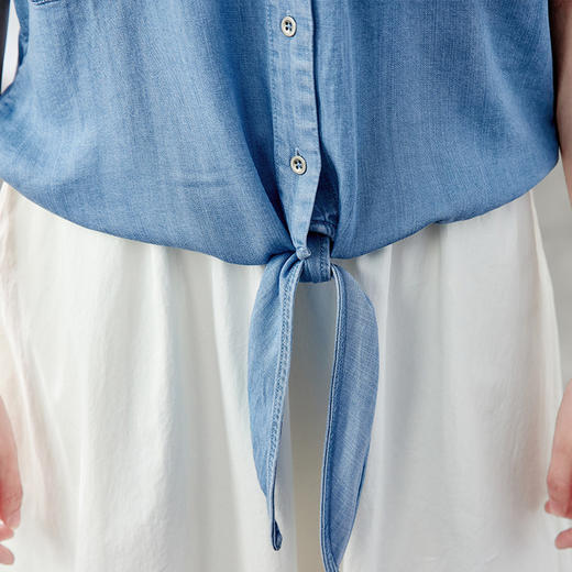 馥迦天丝系带短袖牛仔衬衫 商品图9