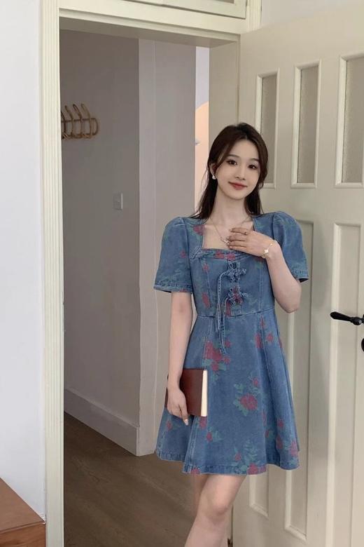 ANSUABEL 甜美个性玫瑰花牛仔连衣裙 18269 商品图3