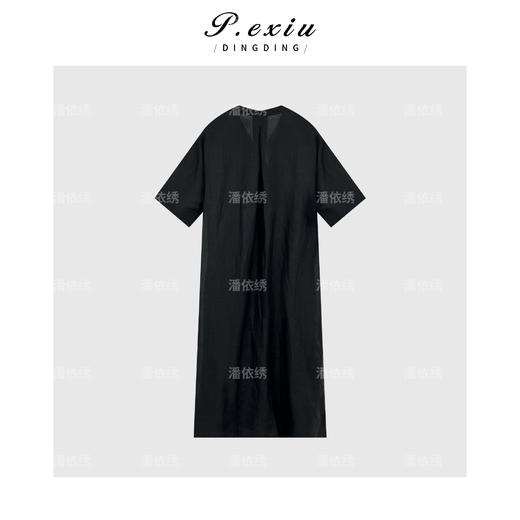 04-3潘依绣丁丁宠粉PanYiXiu/潘依绣【月夜微光】有腰带100%苎麻V领连衣裙W-62929 商品图2