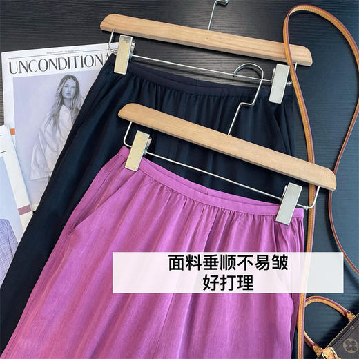 炎夏好穿轻柔垂水洗铜氨丝直筒直流松紧腰长裤 商品图6