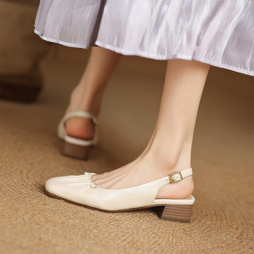 【预售5天】超软羊皮包头凉鞋女夏外穿软底中跟粗跟真皮软皮小单鞋WC&MM3260 商品图3