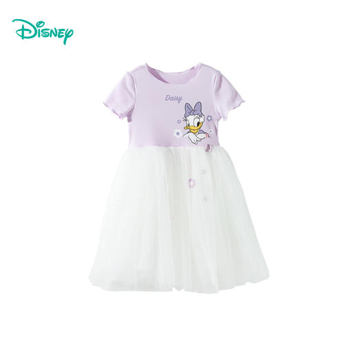 迪士尼2025夏季新款女童短袖连衣裙清爽透气休闲T恤裙宴会网纱裙公主裙ZD2EQ008 商品图6