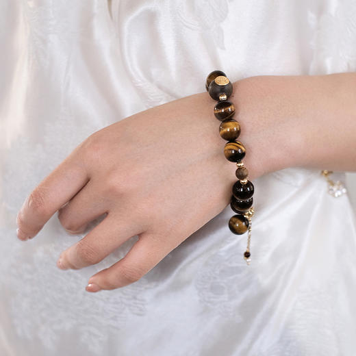 MELI&MOLI 虎眼石迷你圆球香薰瓶虎眼石大黑沉香珠手串—五行之土【D类】 商品图1