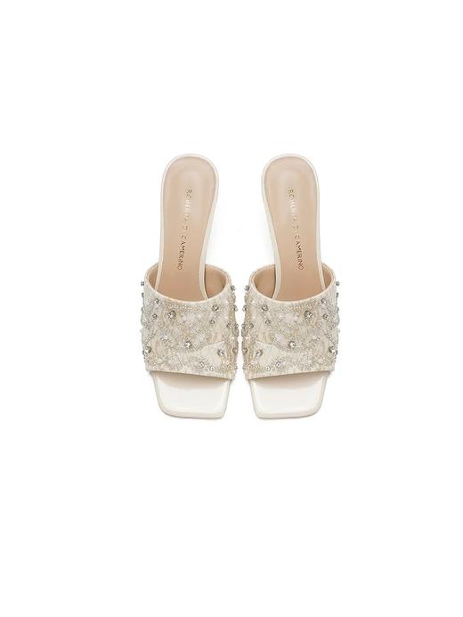 Roberta诺贝达 2025春夏季新款细跟女士时尚舒适方头凉拖鞋一字拖RM254303 商品图1