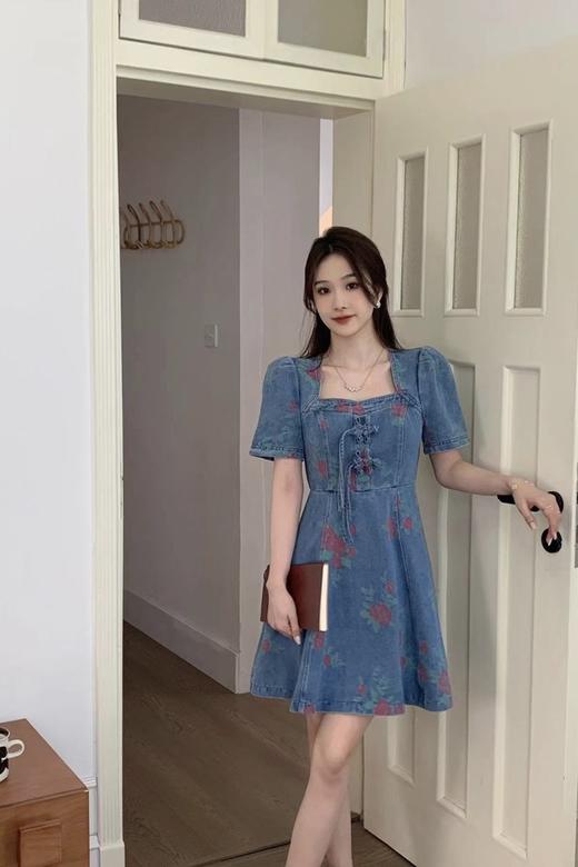 ANSUABEL 甜美个性玫瑰花牛仔连衣裙 18269 商品图0