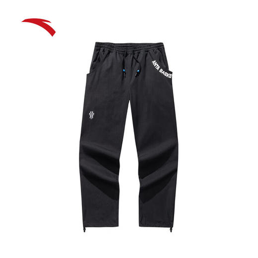 安踏（ANTA）欧文系列梭织休闲长裤男女款运动裤子宽松弹力阔腿裤172511504 基础黑-3 商品图0