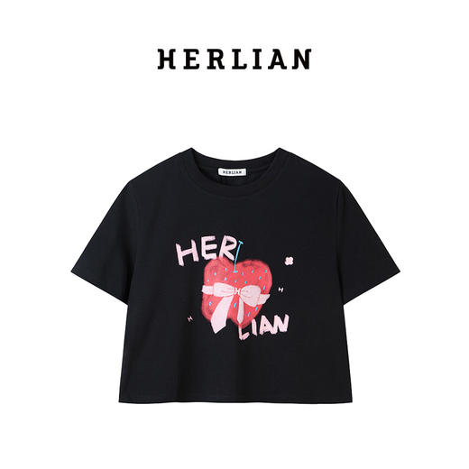 Herlian2025年春夏新品一颗苹果蝴蝶结系带印花TEE短袖 商品图4
