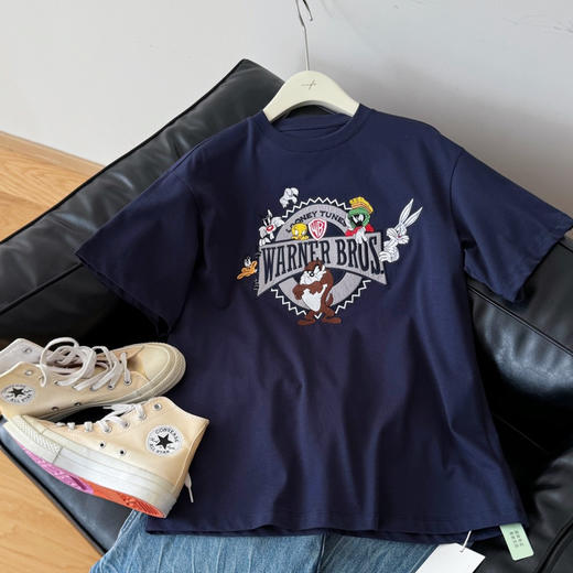 美式复古风重工卡通刺绣T恤192593 商品图5