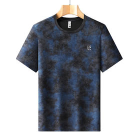 【棉质】【DX】大依优型大码扎染短袖T恤圆领体恤休闲半袖衫夏季胖子宽松上衣男士