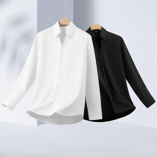 【竹纤维】【DDP】大依优型大码意式领长袖衬衫加肥加大码休闲商务上衣衬衣胖子男士 商品图0