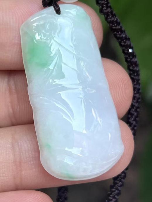 【云意轩翡翠】编号：9409 白底青翡翠竹节  天然翡翠 附证书 商品图1