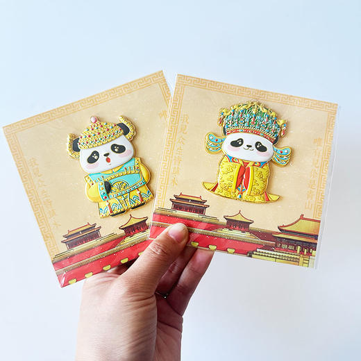 凤冠熊猫金属冰箱贴 可爱中国风卡通国潮磁吸纪念品礼物 商品图2