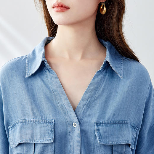 馥迦天丝系带短袖牛仔衬衫 商品图6