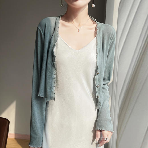 纤束马小香风法式V领开衫 SL-8287 商品图1