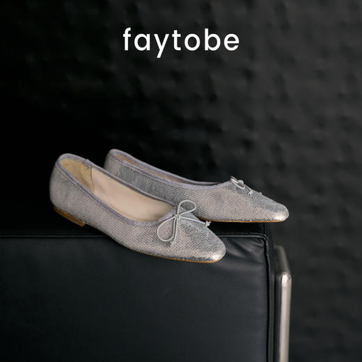 faytobe春日星光亮片芭蕾鞋25春羊皮尖圆头手工鞋复古浅口单鞋时髦平底 商品图1