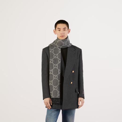 GUCCI 古驰 男士GG羊毛提花围巾 混色 676610 4G200 1061 商品图2