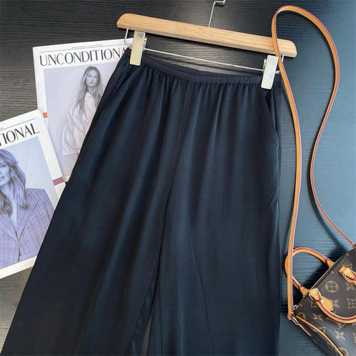 炎夏好穿轻柔垂水洗铜氨丝直筒直流松紧腰长裤 商品图11