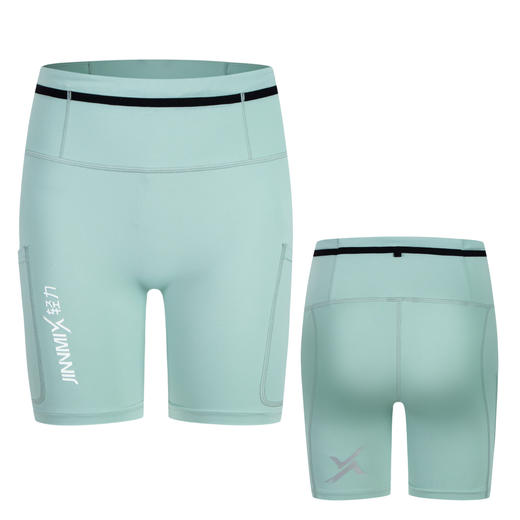 3分腰包侧包仓袋全哑光紧身高弹短裤女水镜绿 商品图6