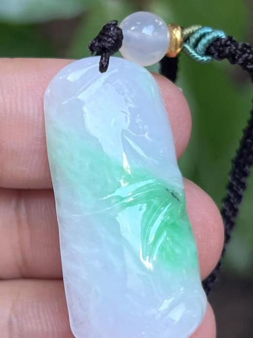 【云意轩翡翠】编号：9417 白底青翡翠竹节  天然翡翠 附证书 商品图2