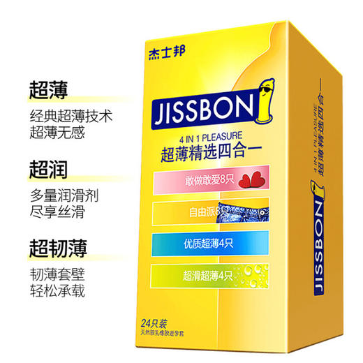 杰士邦 避孕套 超薄精选安全套 情趣男用女用套套夫妻房事 成人计生用品 超薄精选四合一24只 商品图4