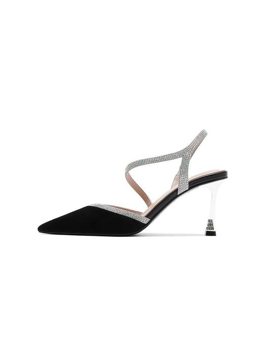 Roberta诺贝达 2025夏季新款优雅水钻尖头细跟高跟鞋包头时装凉鞋RM257903 商品图3