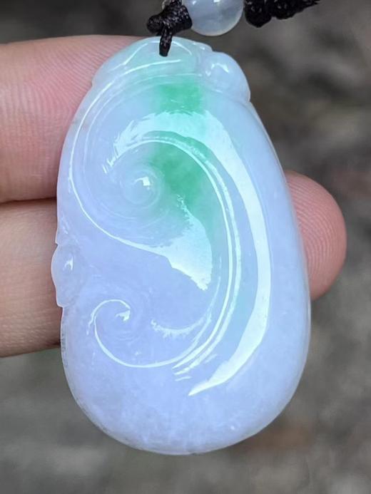 【云意轩翡翠】编号：9441 白底青翡翠如意 天然翡翠 附证书 商品图2