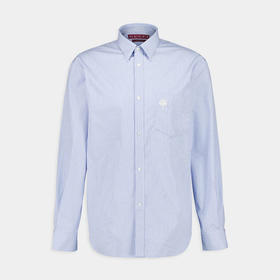 GUCCI 古驰 男士徽标刺绣棉质条纹长袖衬衫 浅蓝色 814552 Z7AHG 4061